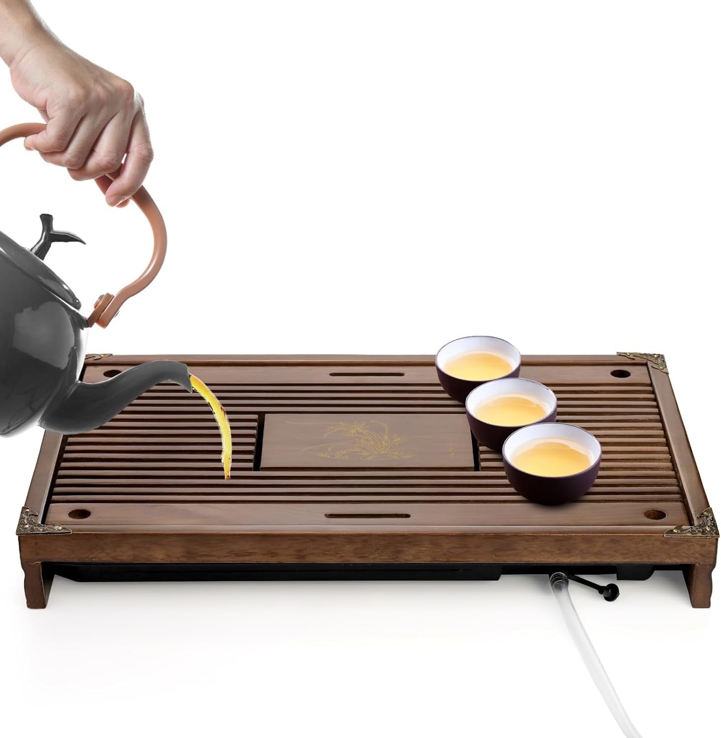 new Wooden Tea Tray, 17 Inch Chinese Kung Fu Gongfu Table Brown