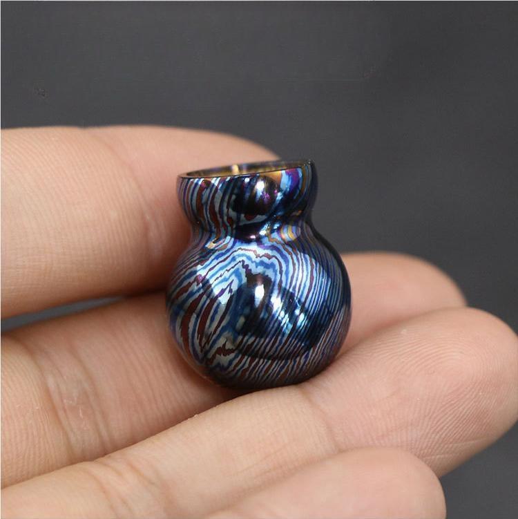 Titanium Damascus Gourd Pill Case Holder Container Box Waterproof Keychain EDC 07FC0E-D4 - KOEEK