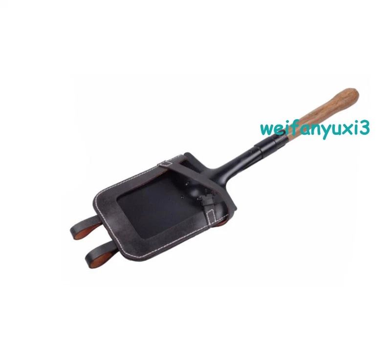 Replica WWII WW2 German Flat Shovel & Leather Holder Case Carrier Set Prop 07FC0E-D4 - KOEEK