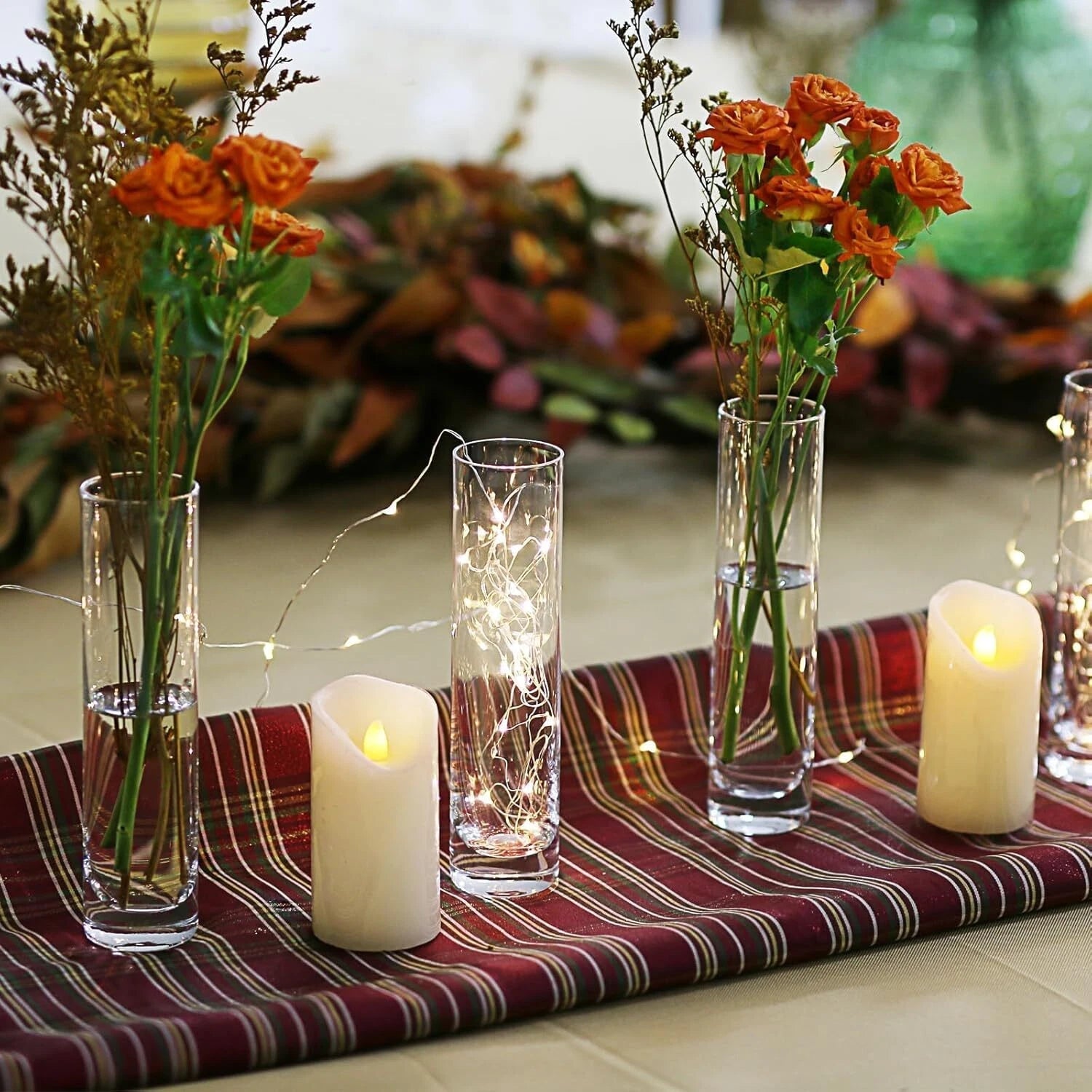 Glass Cylindrical Bud Vases for Centerpieces, Set of 12 Clear Small Vases 07FC0E-D4 - KOEEK