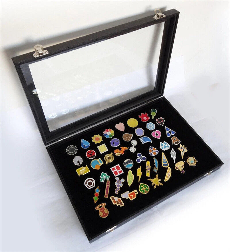 Poke Gym Badges with Glass Lid Display Showcase - Set of 50 Lapel Pin Badges 07FC0E-D4 - KOEEK