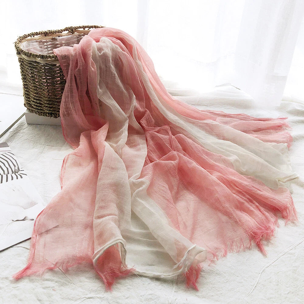 Soft Linen Cotton Scarf Shawls Muslim Large Hijab Wraps Unisex Women Men Scarves 07FC0E-D4 - KOEEK