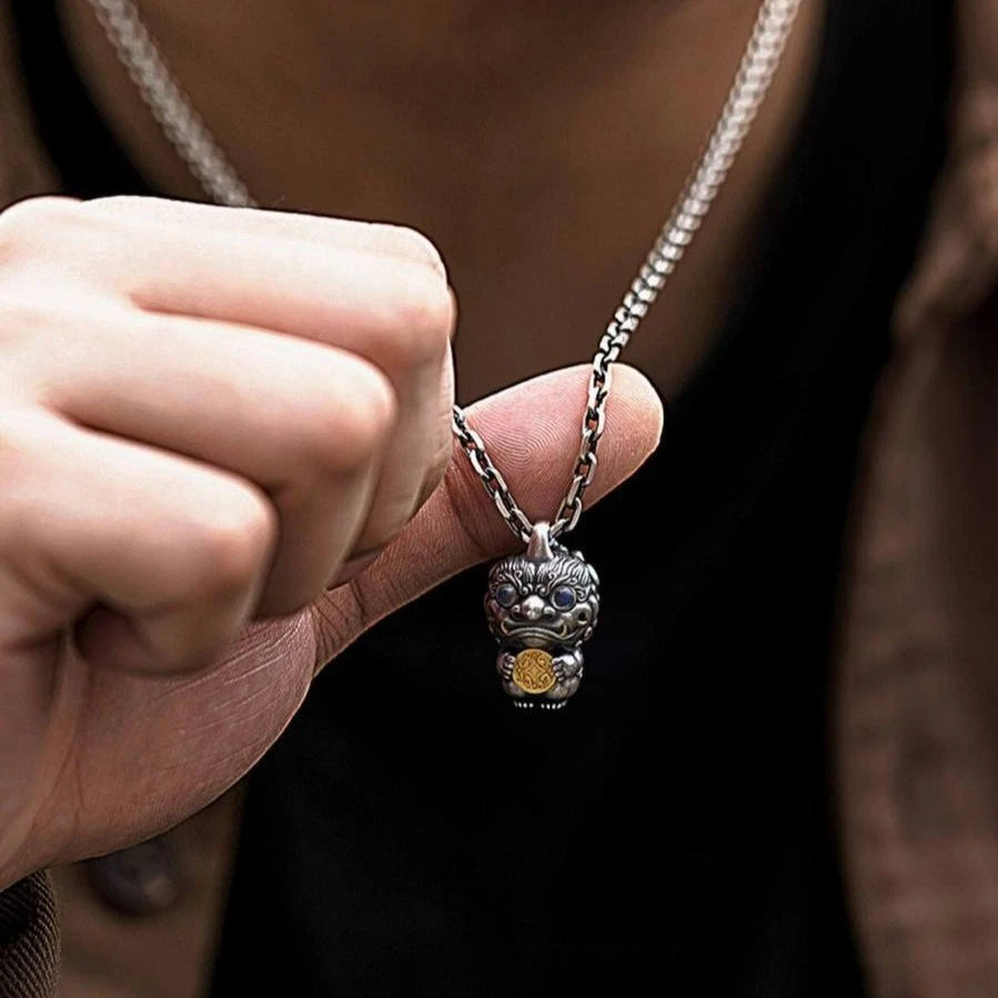 Pixiu Pendant Necklace Chinese Style Men's Amulet  Charm 07FC0E-D4 - KOEEK
