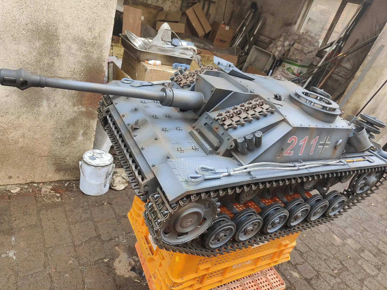GO-TRUCK 1/6 WWII German Assault Tank No. 3 Metal Model Grey Color In Stock GO-TRUCK - KOEEK