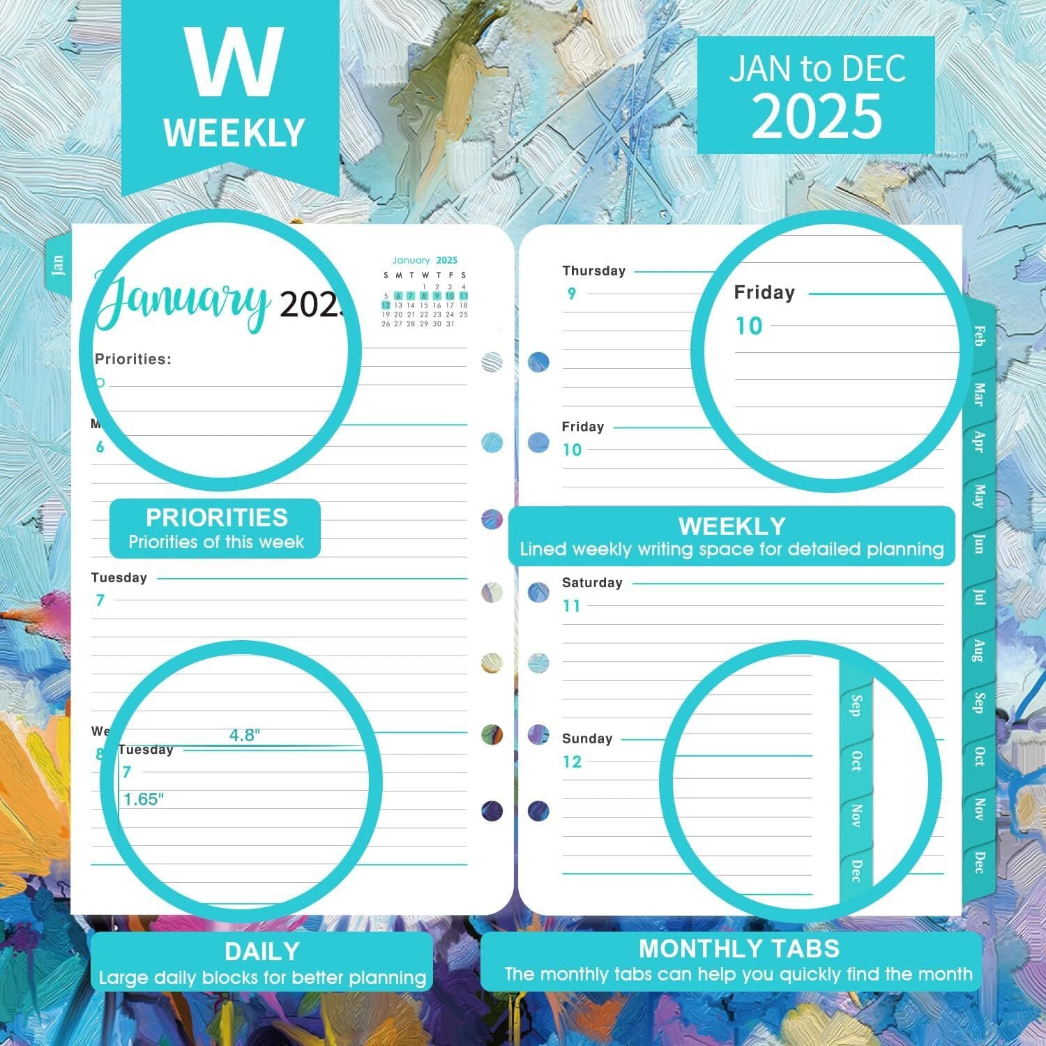 new 2025 Planner Refills - Inserts with 7-Hole Punched, 5-1/2" multicolor 07FC0E-D4 - KOEEK