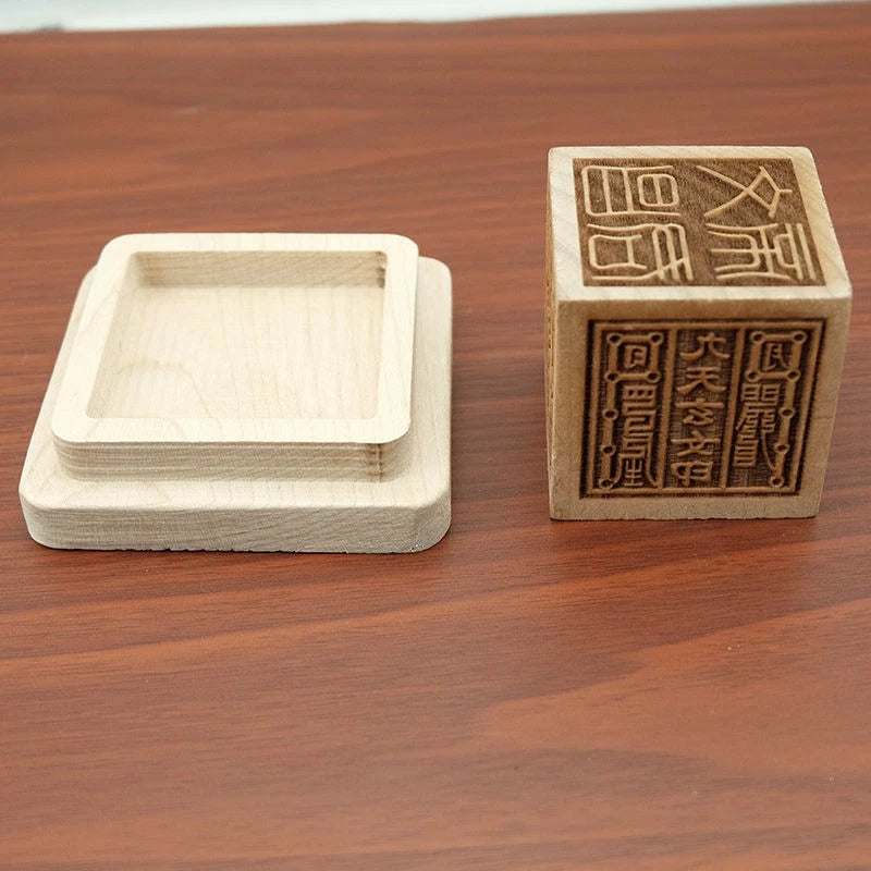 Peach Wood Six Sided Seal Base Jade Emperor Dizang Wang Xuannv Wood Carving 07FC0E-D4 - KOEEK