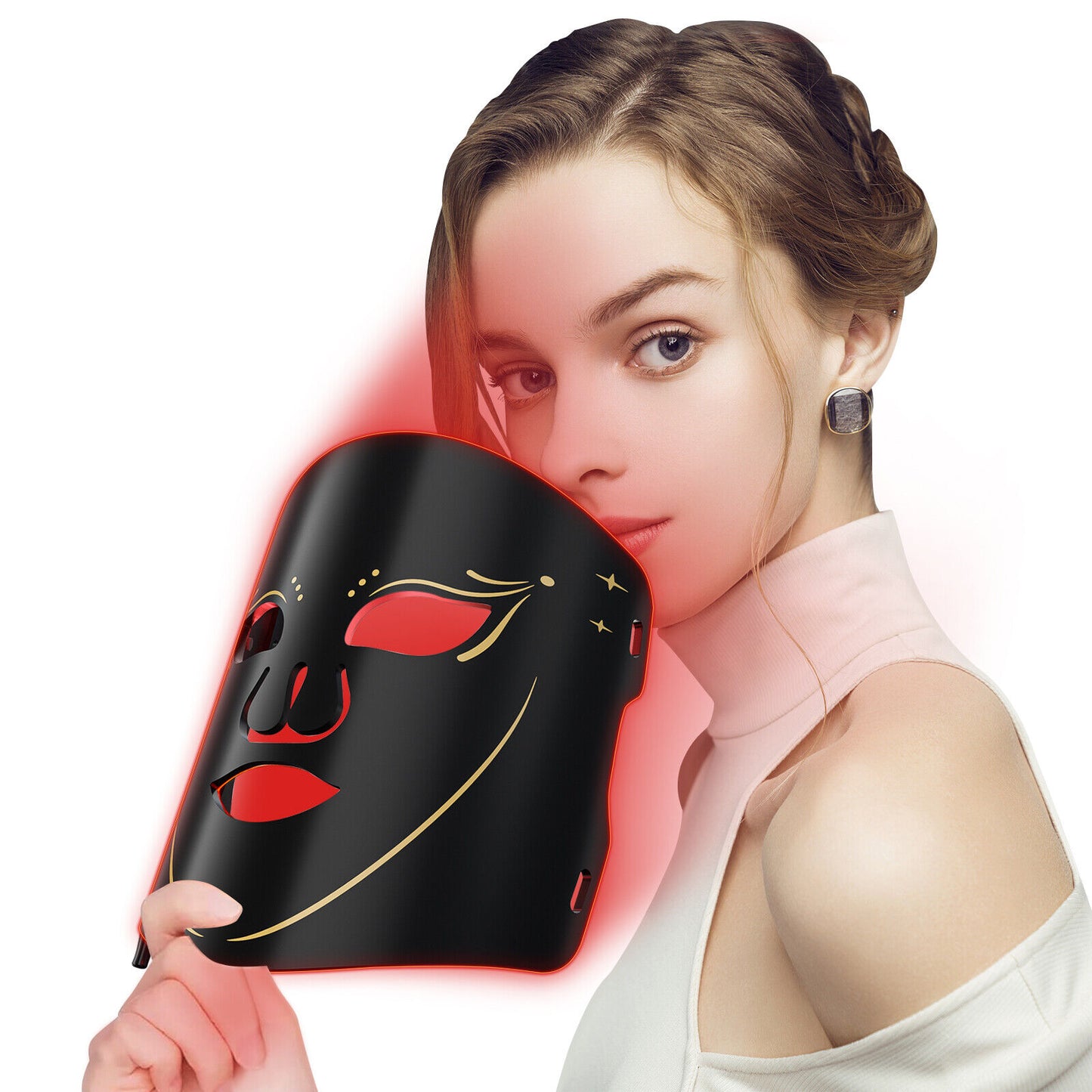 ny 7Colors Face LED Mask Red Light Therapy Lysterapimaske for ansiktshudpleie