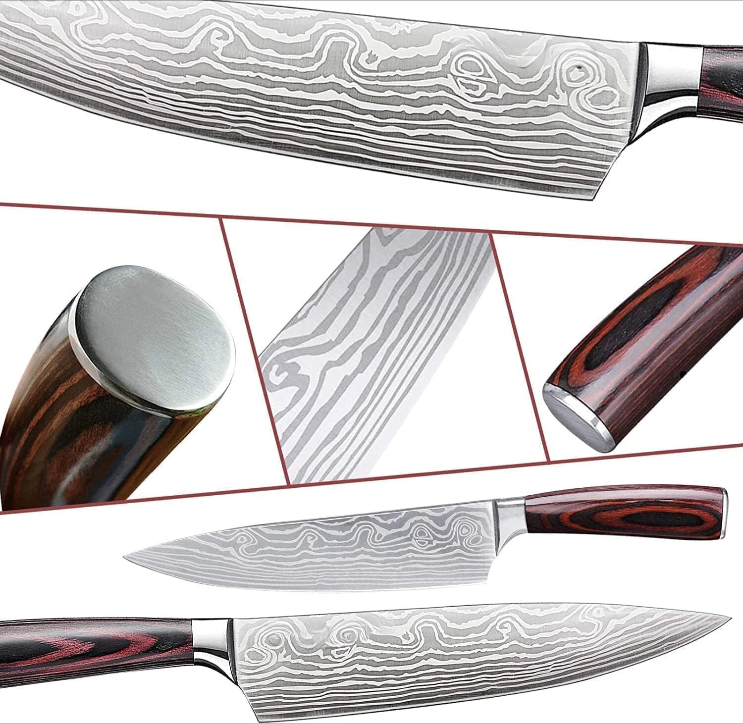 Professional Kitchen Knives High Carbon Stainless Steel Chef's Knife Set 07FC0E-D4 - KOEEK