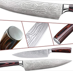 Professional Kitchen Knives High Carbon Stainless Steel Chef's Knife Set 07FC0E-D4 - KOEEK