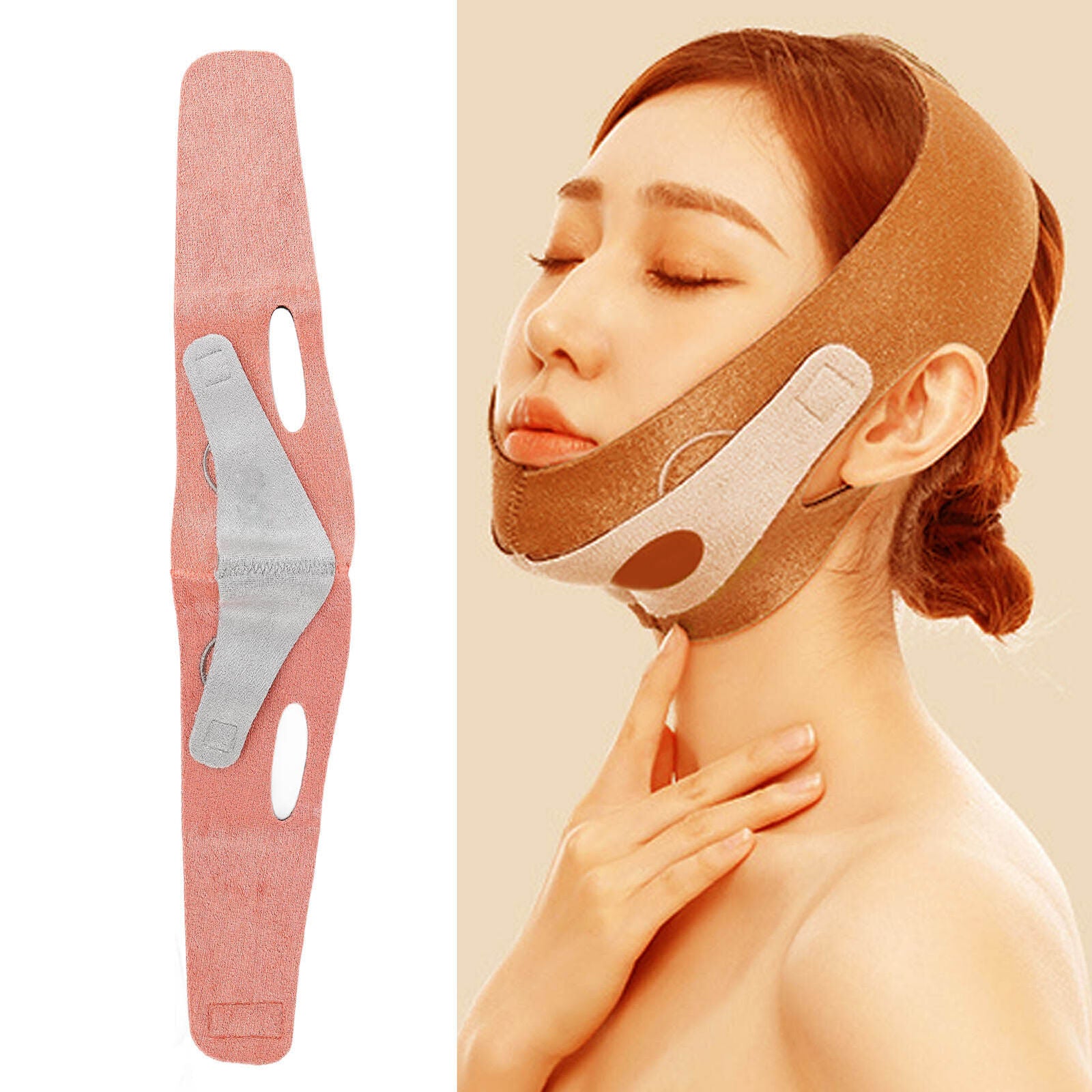 new Bandage V Line Strap Reduce Double Chin Wrinkles Lifting Belt(Orange ) HGF koeek - KOEEK