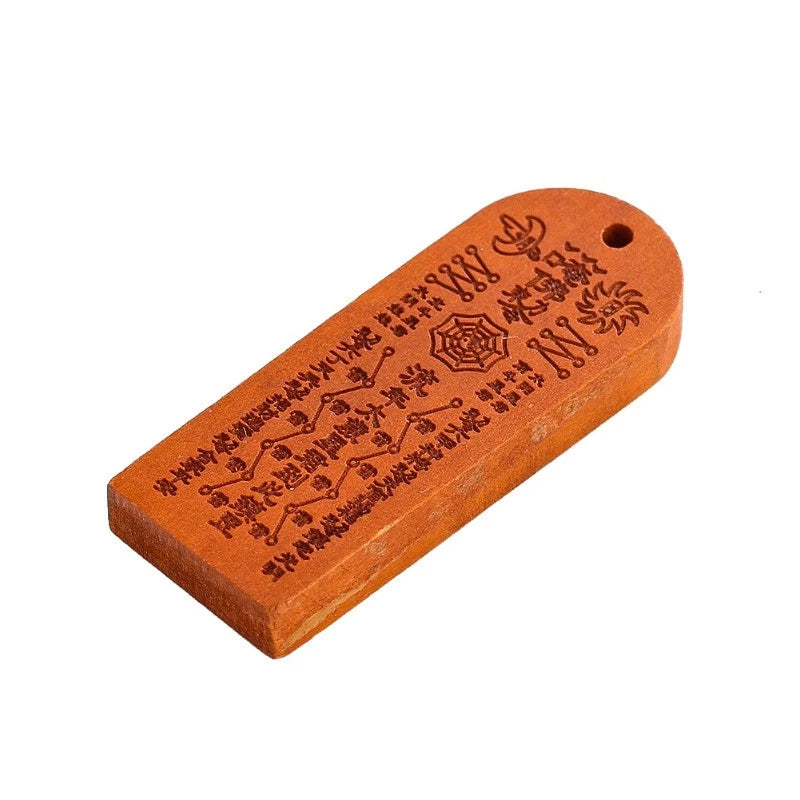 Natural Peach Wood Handcarved Tai Sui Pendant Taoist Feng Shui Amulet Keychain 07FC0E-D4 - KOEEK