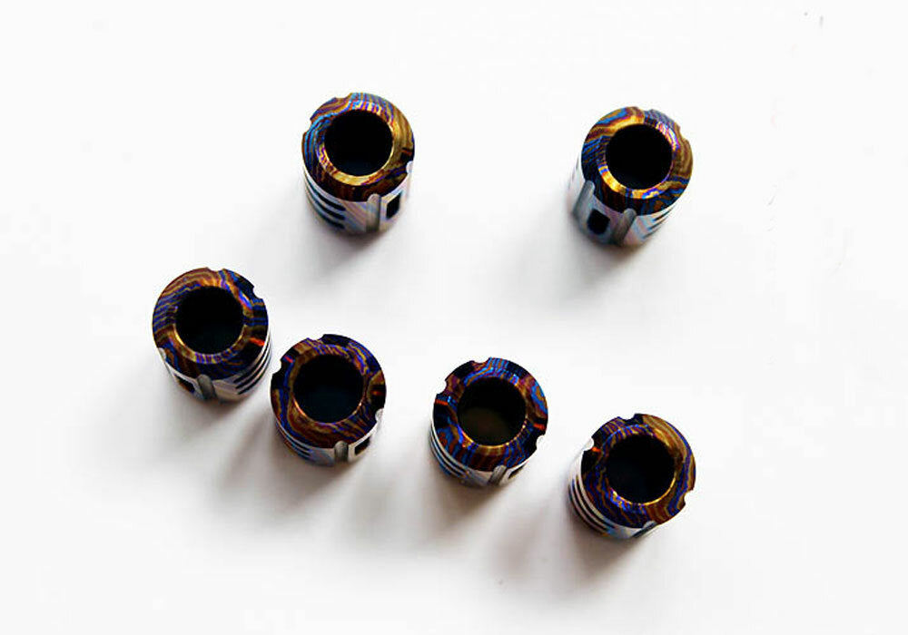 EDC Titanium Timascus Damascus Folding Knife Lanyard Umbrella Rope Knife Pendant 07FC0E-D4 - KOEEK