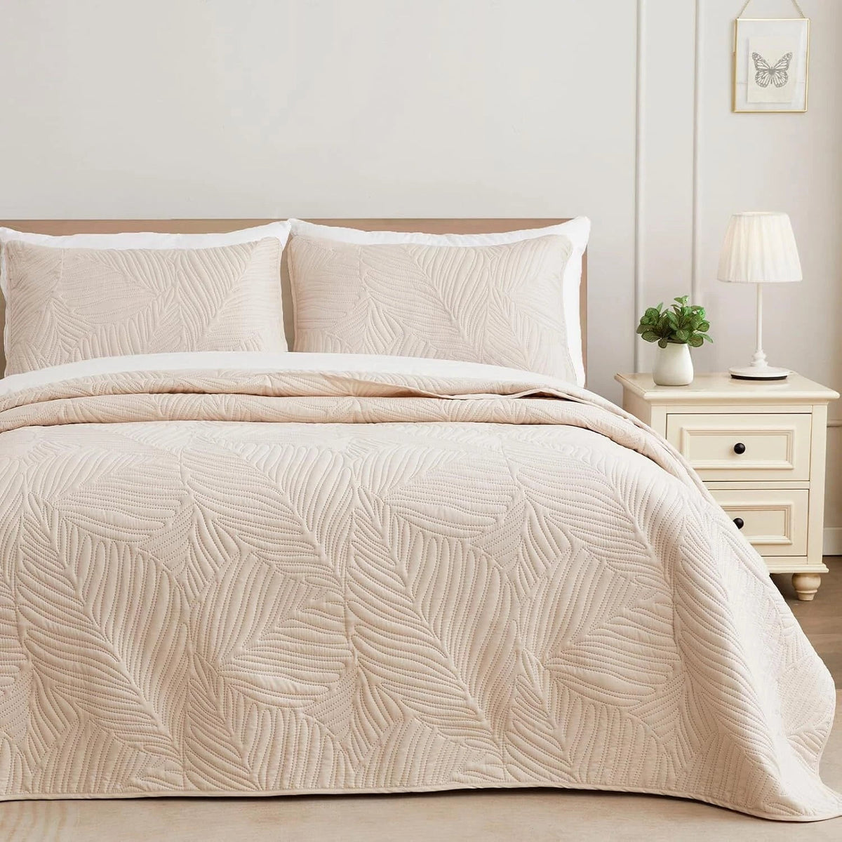 Queen Quilt Bedding Set,Lightweight Beige Quilts Queen Full Size for All Seasons 07FC0E-D4 - KOEEK