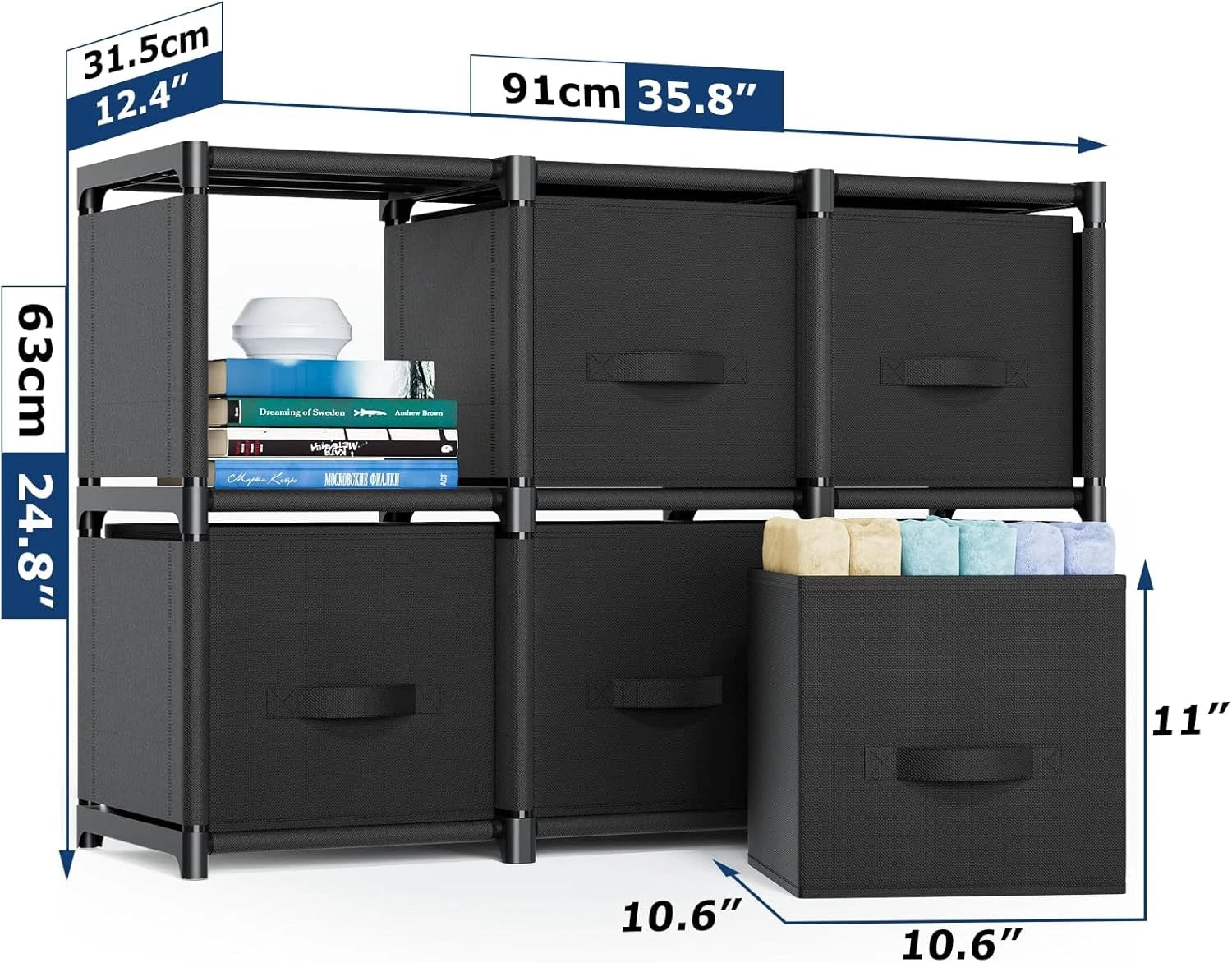 6 Cube Storage Rack, Wardrobe Storage Rack, and Storage Shelf 07FC0E-D4 - KOEEK