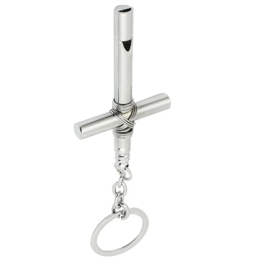 Metal Cross Whistle Keychain Pendant Dog Whistle with Keychain Silver 1pcs 07FC0E-D4 - KOEEK