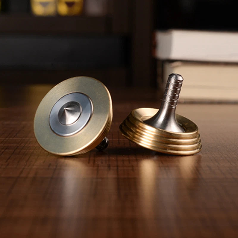 Stainless steel Brass Hand Twisting Spinning Top Gyro Gyroscope Gifts EDC Toys 07FC0E-D4 - KOEEK