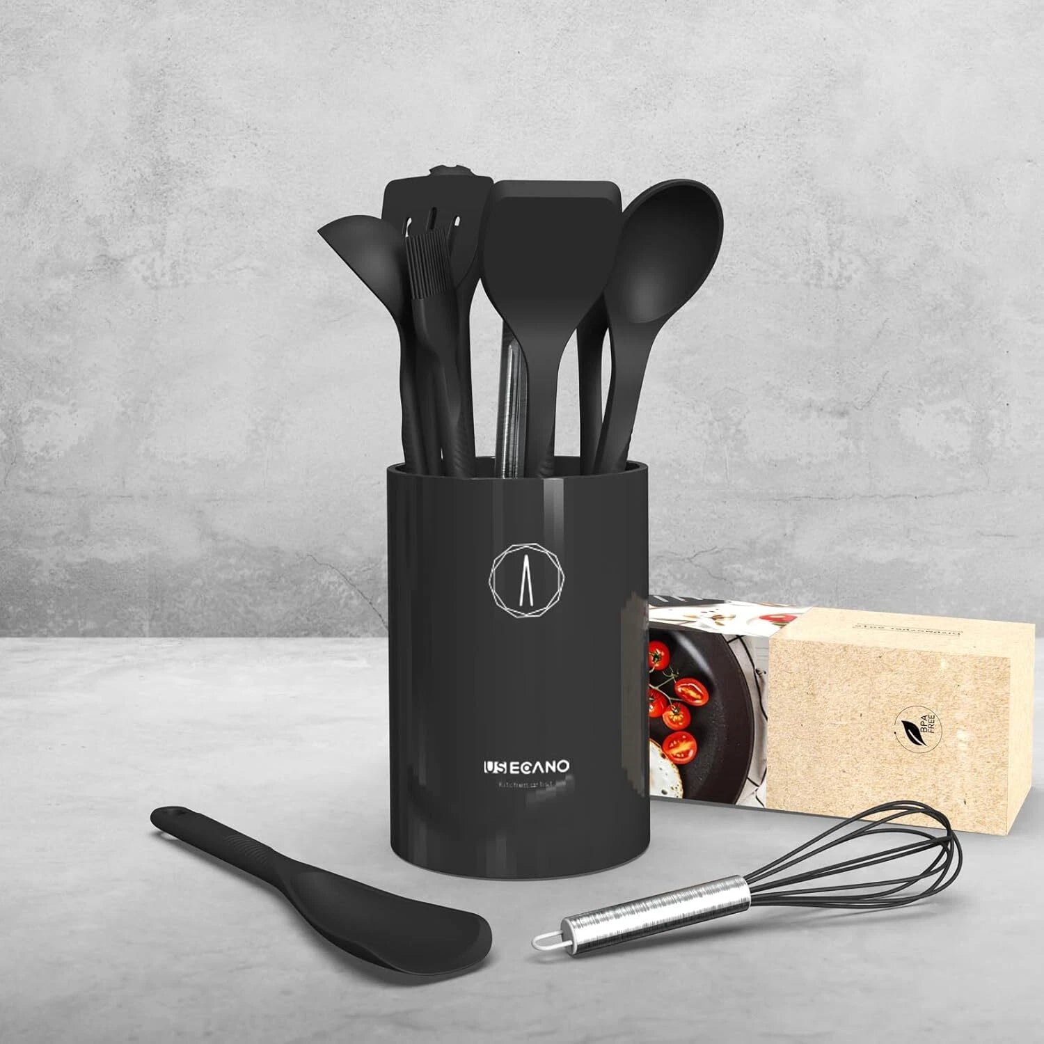 Silicone Cooking Utensils Set 600°F Heat Resistant,Nonstick Kitchen Utensil Set 07FC0E-D4 - KOEEK