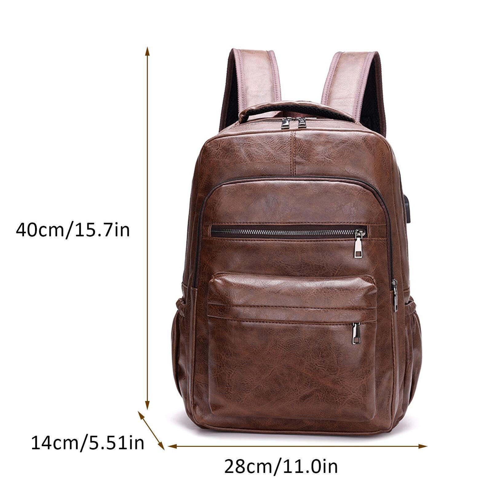 new Leather Laptop Backpack For Men Large Travel Vintage Backpack Waterproof College koeek - KOEEK