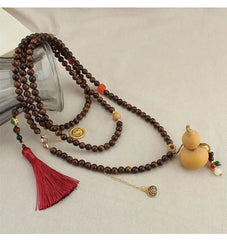 Chinese Style Black Rosewood Gourd Necklace Crossbody Pendant Long Back Chain 07FC0E-D4 - KOEEK