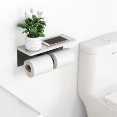 (Toilet Paper Holder with Shelf,  Upgraded Double Tier Toilet Paper Holder, 07FC0E-D4 - KOEEK