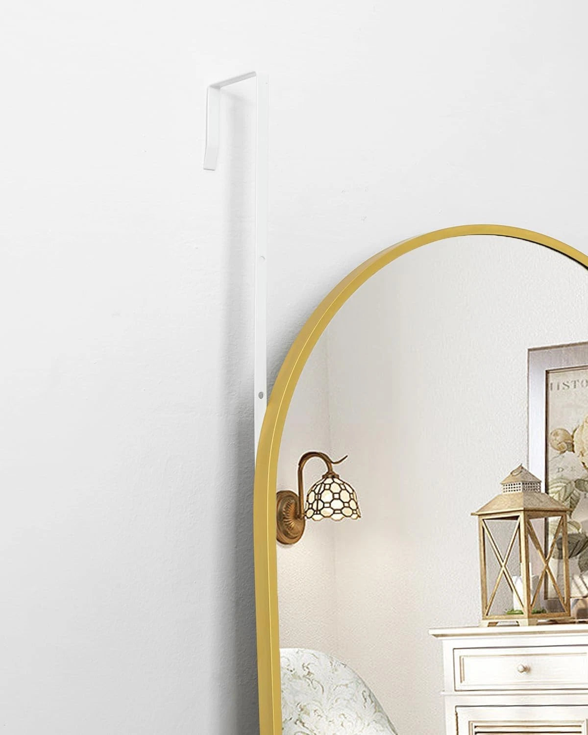Door Mirror, Full Length Over The Door, 14'' x 48'' Hanging Mirror, Large Arched 07FC0E-D4 - KOEEK
