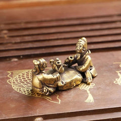 43mm Chinese Brass Elder Figurine Vintage Tea Pet Handheld Ornament Statue 07FC0E-D4 - KOEEK