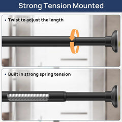 Matte black shower curtain rod, adjustable length (30 to 52 inches) 07FC0E-D4 - KOEEK