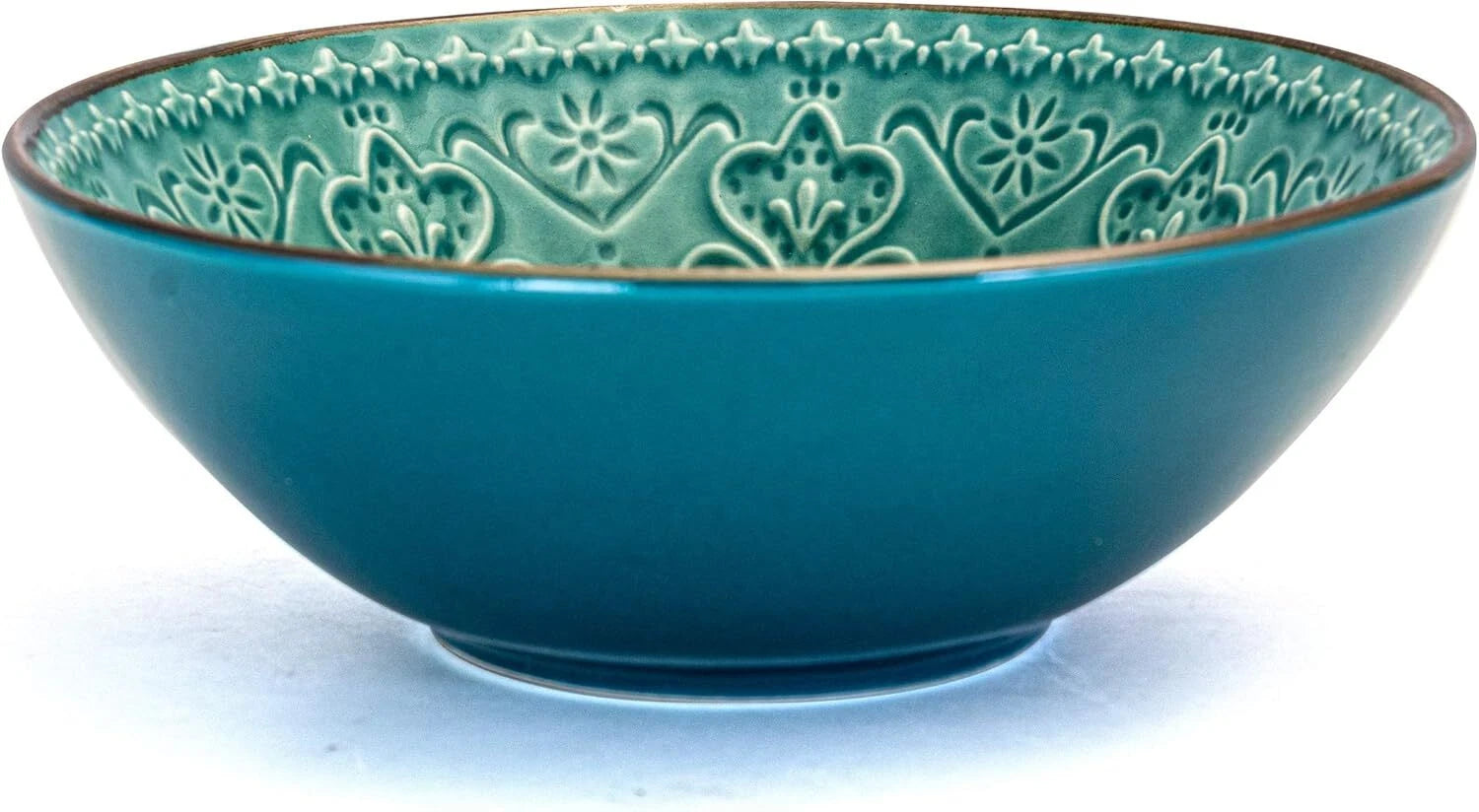 Round Stoare Cameo Dinnerware Set, 16 Piece, Ocean Teal and Green 07FC0E-D4 - KOEEK