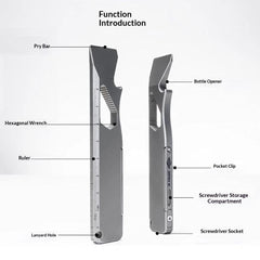 TC4 Titanium Alloy Pry Bar Hex Wrench Screwdriver - Back Clip EDC Multi Tool 07FC0E-D4 - KOEEK