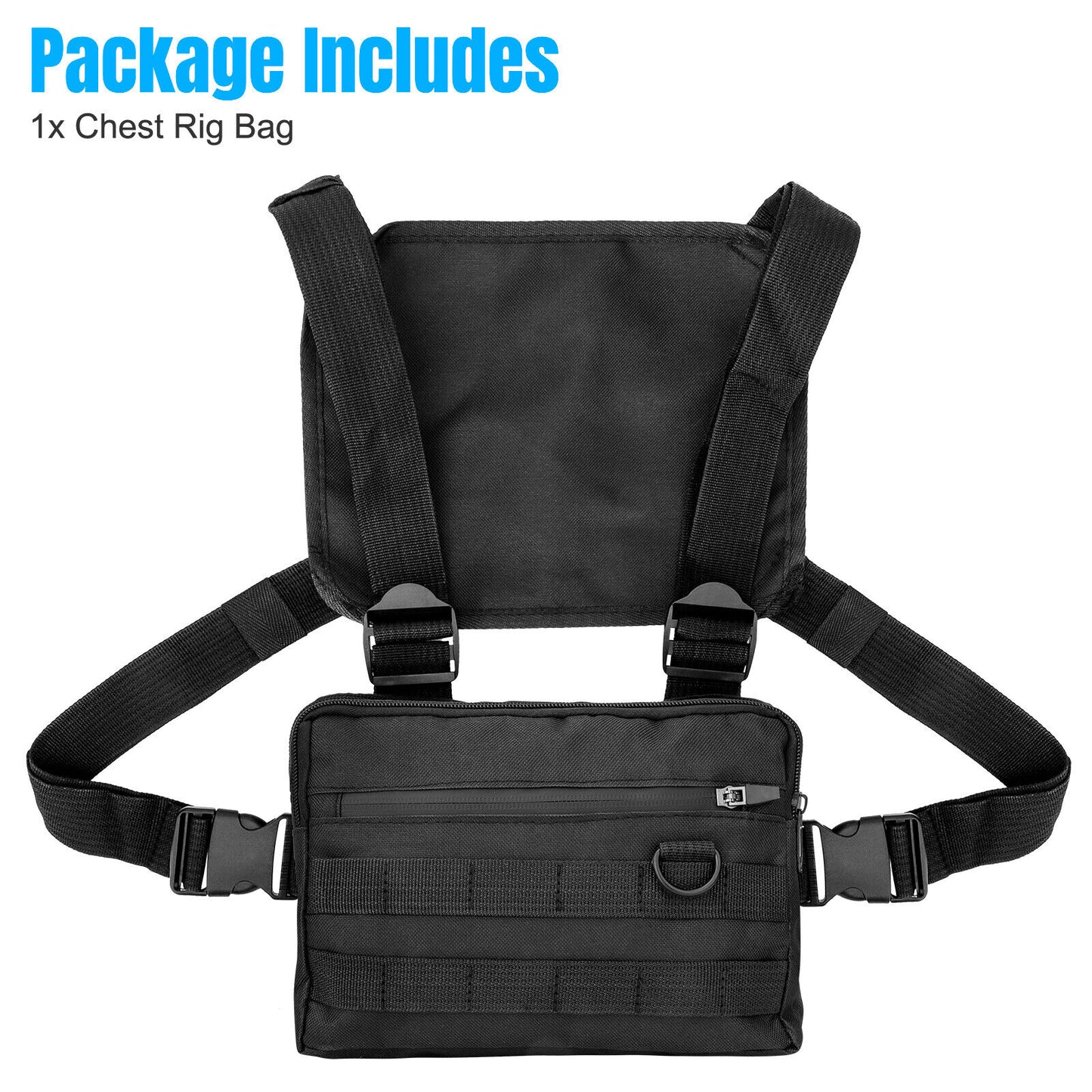Tactical Chest Rig Bag Vest Bags Front Pouch Adjustable Strap for Running Hiking