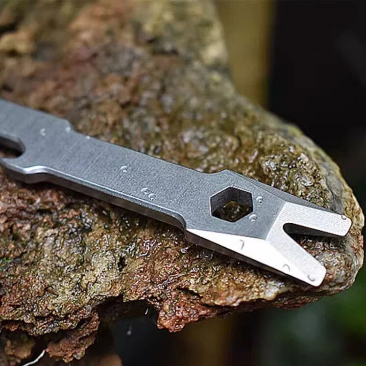 Titanium Alloy Pry Bar Crowbar Wrench Opener Keychain Outdoor Multi Tools EDC 07FC0E-D4 - KOEEK