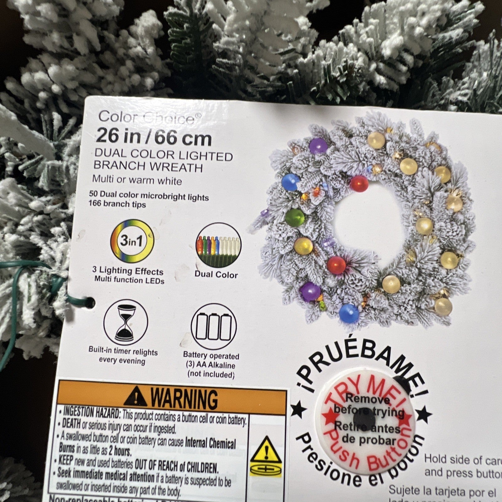 GE 26 Inch Dual Colored Lighted Branch Wreath GE - KOEEK