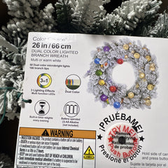 GE 26 Inch Dual Colored Lighted Branch Wreath GE - KOEEK