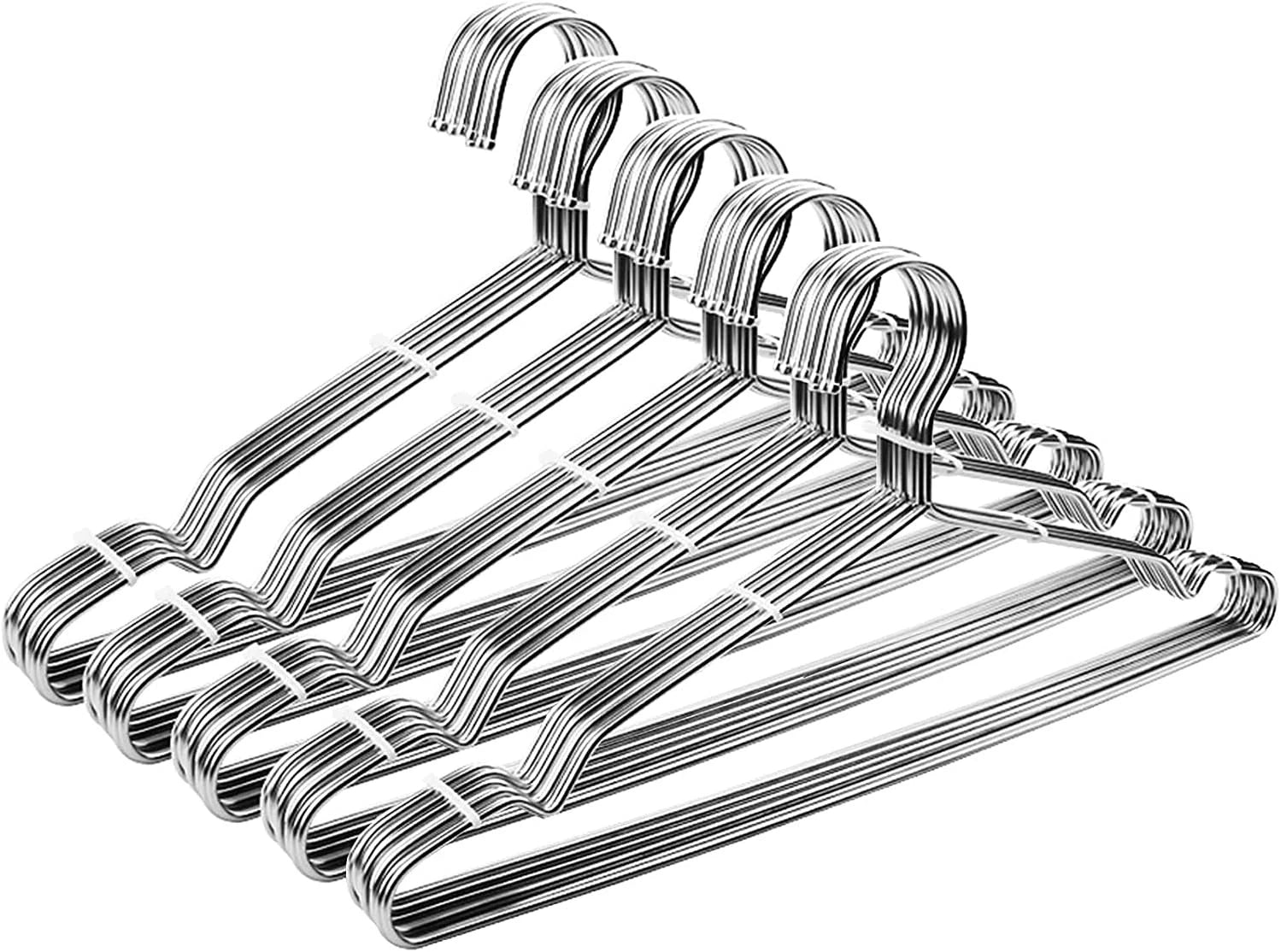 Clothes Hangers Coat 50 Pack 17.7 Inch Large Bulk Wire Hanger Non-Slip Heavy 07FC0E-D4 - KOEEK