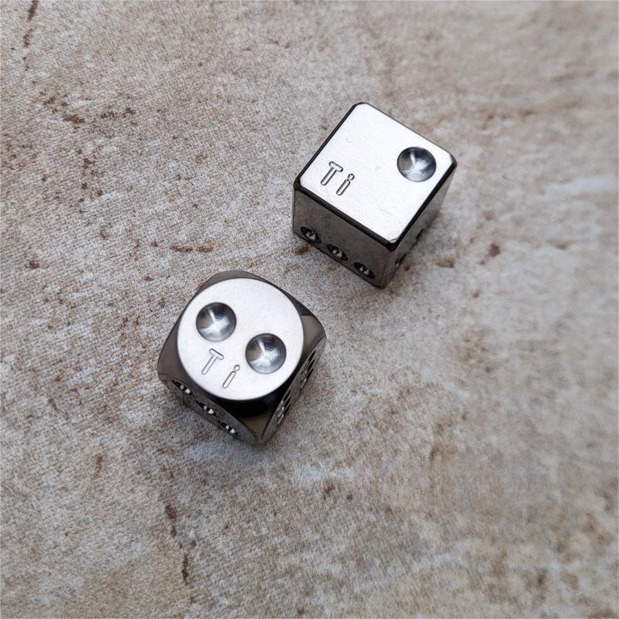 Solid TC4 Titanium Dice 14mm 0.55 Inch 6 Sided Ice Cube EDC Toy Necklace Pendant 07FC0E-D4 - KOEEK