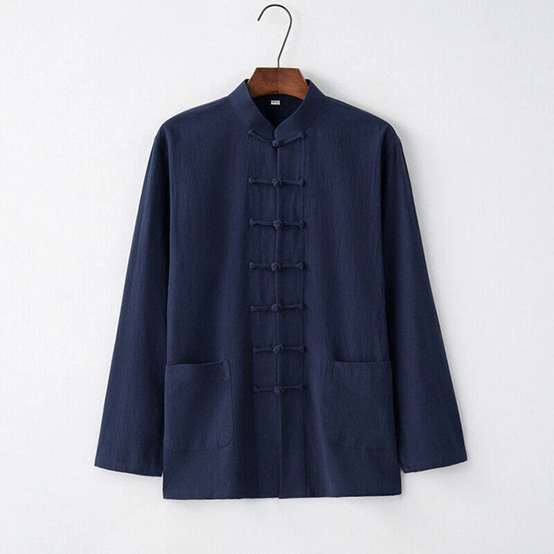 Men's Chinese Tang Coat Kung Fu Tai Chi Jacket Cotton Blends Traditional Uniform 07FC0E-D4 - KOEEK