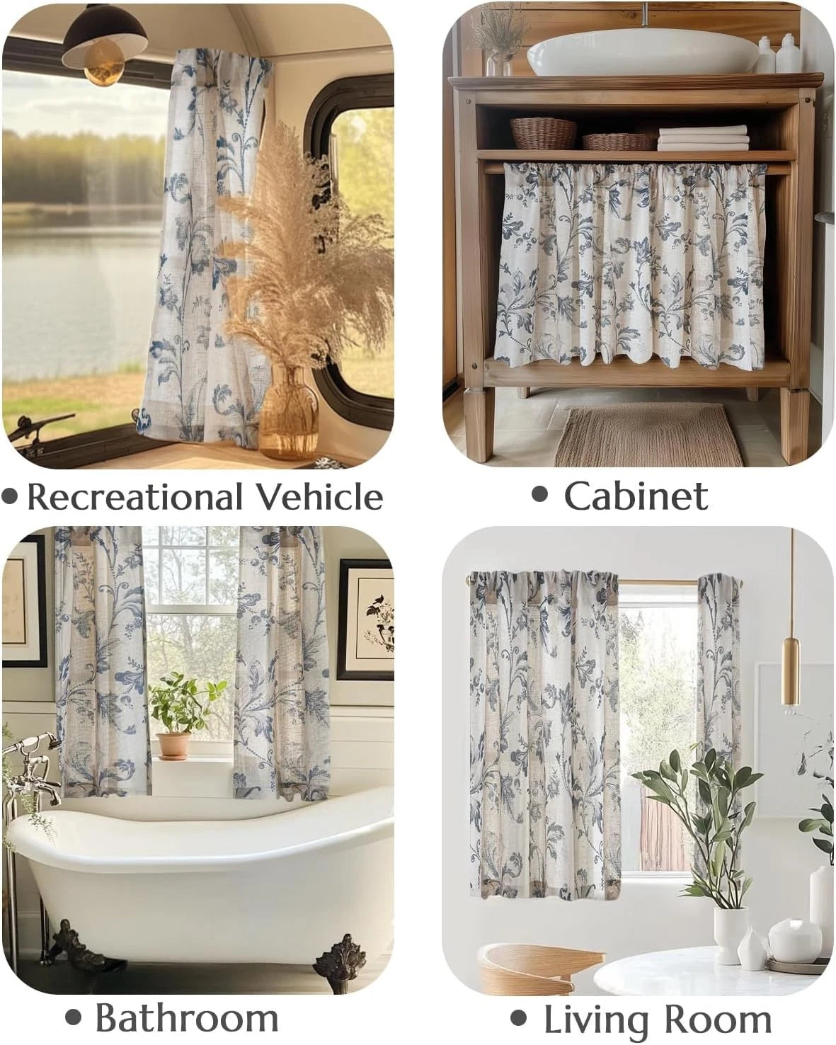 36-inch vintage floral layered curtains Country cottage café rod pocket 07FC0E-D4 - KOEEK