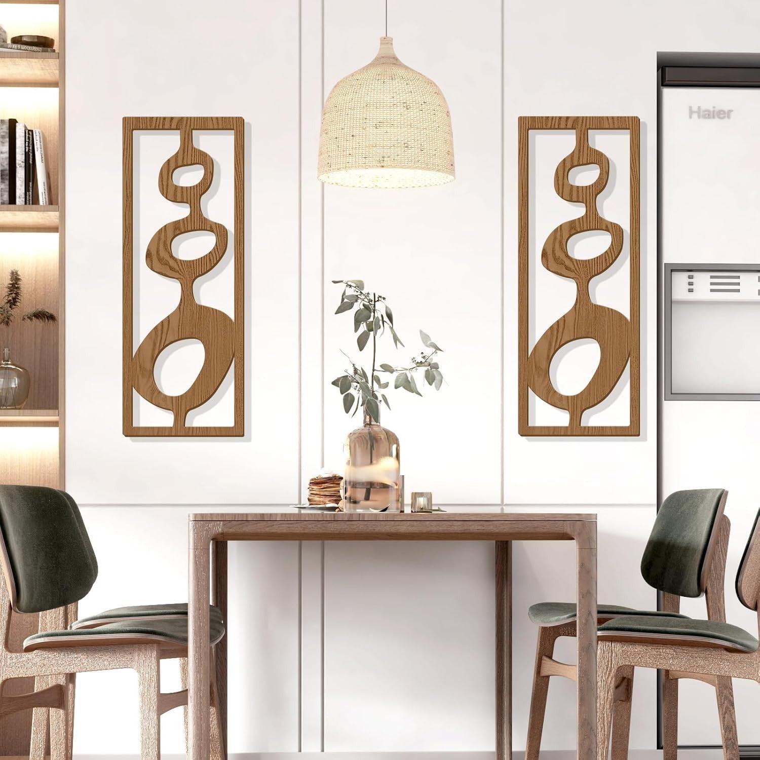 new Zzbakress 2 Pcs Mid Century Wall Decor Wooden Modern Style T