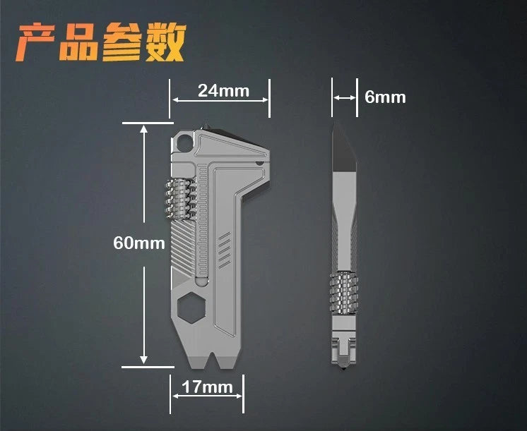 EDC Titanium Multi-Tools Adjustable Wrench Pocket w/ Bit Holder Keychain Gadget 07FC0E-D4 - KOEEK