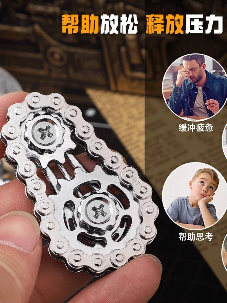 Chain Gear Stainless Steel Fidget Spinner Metal Hand Spinner EDC Fidget Toy Gift 07FC0E-D4 - KOEEK