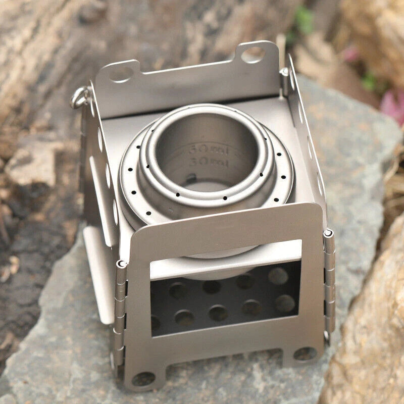 Portable Camping Titanium Stove Lightweight Folding Wood Burning Stove Camping 07FC0E-D4 - KOEEK