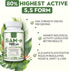 new 1100mg SAM-e (S-Adenosyl-L-Methionine), SAM e Supplement 60 Count (Pack of 2) 07FC0E-D4 - KOEEK