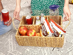 Wicker Storage Basket with Dividers Woven Natural Basket Hyacinth 07FC0E-D4 - KOEEK