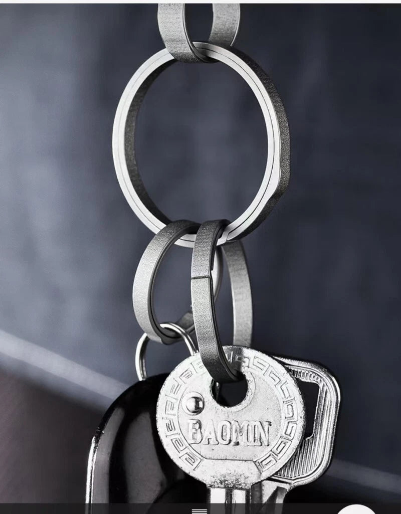 3PCS Titanium Alloy Round Keychain Rings Split Side Pushing Key Rings Heavy Duty 07FC0E-D4 - KOEEK