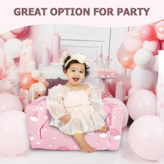 new Kids Couch, 2-in-1 Toddler Sofa Fold Out, Soft Chair for Pink Unicorn 07FC0E-D4 - KOEEK