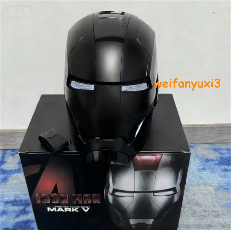 Iron Man Full Black Helmet MK5 1/1 Electronic Voice-controlled Mask Cosplay Prop 07FC0E-D4 - KOEEK