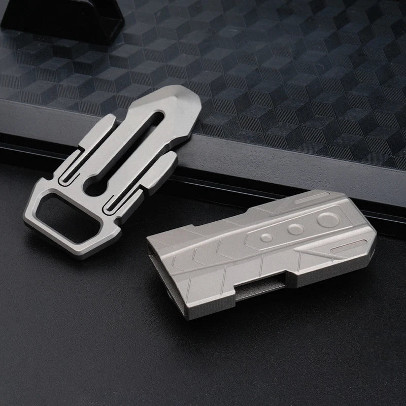 EDC Titanium Belt Buckle Portable Men's Belt Clip Waist Hang Keychain Crowbar 07FC0E-D4 - KOEEK