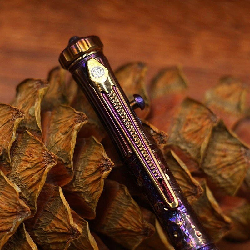 EDC Titanium Alloy Meteorite Pattern Pocket Ballpoint Pen Spinner Toy 5 Refills 07FC0E-D4 - KOEEK