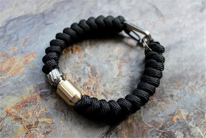 Titanium Brass Torpedo Shape Knife Lanyard Bead Paracord Pendant EDC Charm Decor 07FC0E-D4 - KOEEK