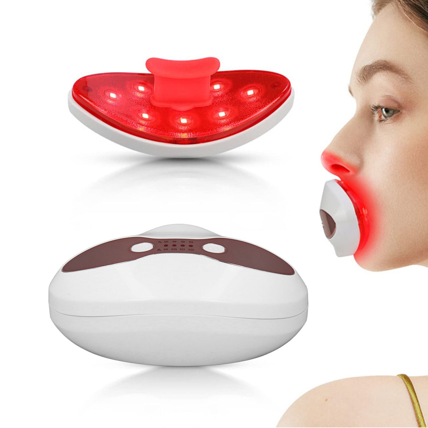 new 2 In 1 Red LED Light Lip Eye Care Tool Device 4 Heating Modes Wrinkle Remova HPT koeek - KOEEK